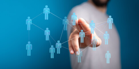 Concept of social networking, global communication and business connections shown through abstract digital figu