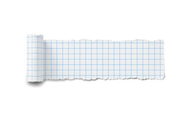 Torn Lined Graph Paper with Ripped Edges Isolated on White Background for Design