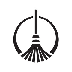 minimalist broom logo with white background
