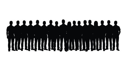Group of diverse people silhouettes isolated on white background, Vector
