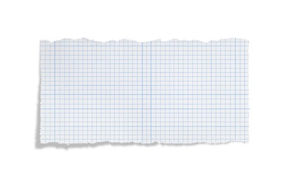 Torn Lined Graph Paper with Ripped Edges Isolated on White Background for Design