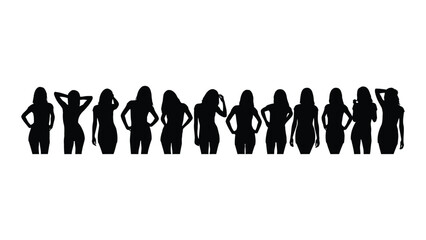 Diverse female silhouettes isolated on white background, Vector