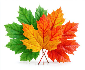 Fototapeta premium Fall leaves isolated on white