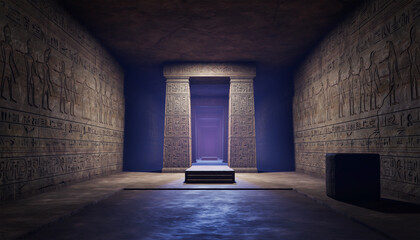 Ancient Egyptian Temple Entrance with Hieroglyphs