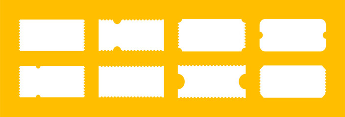 Pattern of ticket for cinema, festival, casino, circus, theater, club. Admit tickets mockups. Empty flat templates.Simple boarding blank, lottery, minimalist sale coupons. Blanks backgrounds layout.