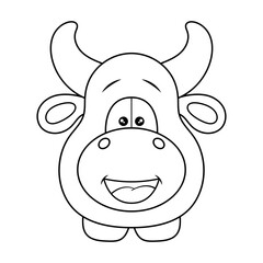 Cute Cartoon Bull Character Vector Illustration. Ideal for coloring pages, childrens books, stickers, educational materials and fun creative designs.