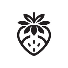 minimalist strawberry fruit logo with white background