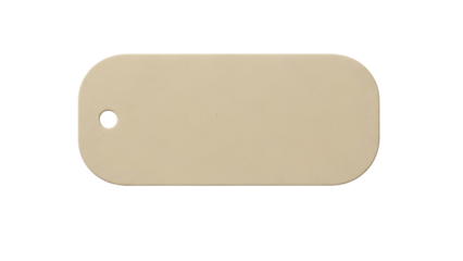 Blank Beige Rounded Tag with Hole on Black Background