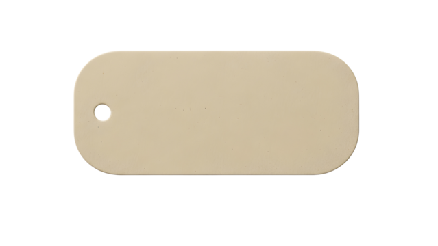 Blank Beige Rounded Tag with Hole on Black Background