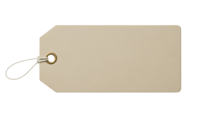 Blank Beige Paper Tag with String and Brass Eyelet Isolated on Black Background