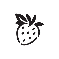 minimalist strawberry fruit logo with white background