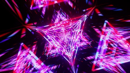 Neo purple triangle space tunnel multicolored VJ loop animation background