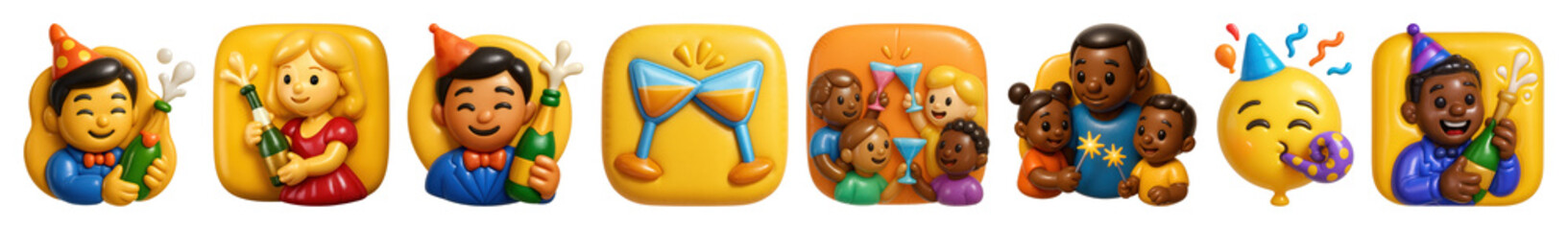 Fototapeta premium Celebration emojis with diverse characters