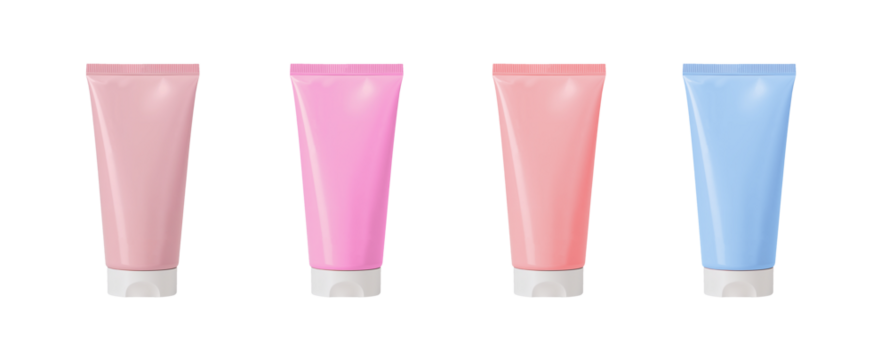 Facial Cleanser Tube with Glossy Finish, Minimal Design Skincare Product Isolated on Transparent Background