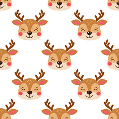 Obraz premium A funny cartoon Christmas reindeer vector set, perfect for winter holiday greeting card illustration