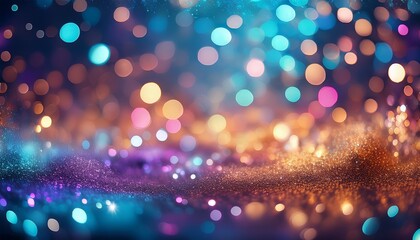 colorful bokeh background with sparkling glitter lights effect for graphic design resource