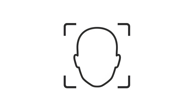 Outline of a human face within a facial recognition scan frame