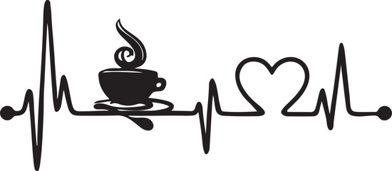 Vector illustration of a burning candle and a hot coffee cup on a saucer