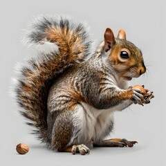 Obraz premium Squirrel Holding a Nut with a Nut on the Side animal Image