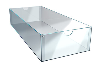Retail clear acrylic or glass display box. 3d illustration isolated on white