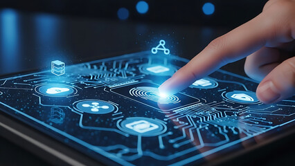 Biometric Fingerprint Access on Futuristic Digital Security Interface