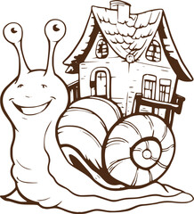 Smiling Snail Carrying a Cozy House Shell