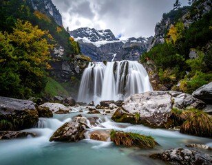 waterfall in the mountains