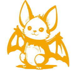 Cute Cartoon Bat with Open Wings