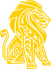 Geometric Lion Sitting in Tribal Style