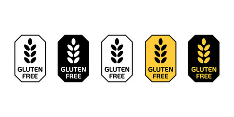 Collection of gluten free symbol badges for food packaging