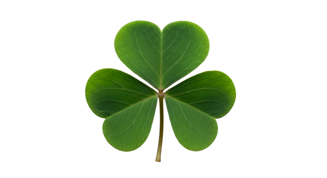 Single green shamrock leaf representing irish luck