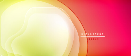 Abstract gradients blend yellow, orange, red. Overlapping shapes create dynamic visual flow. Modern design element for backgrounds.