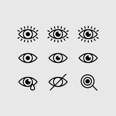 Obraz premium Diverse eye icons set representing vision, search, and emotions
