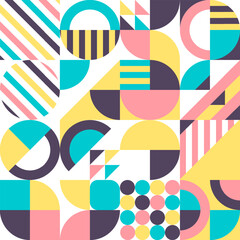 Abstract Geometric Pattern in Memphis and Bauhaus Style. Eps 10