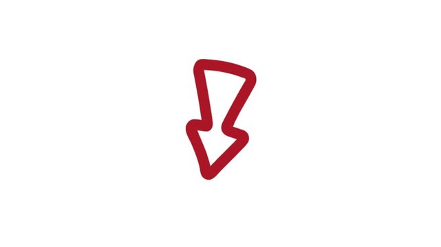 Down trend red border arrow icon animation for digital graphic symbolizing isolated on transparent background.