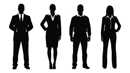 Business professional silhouettes isolated on white background, Vector