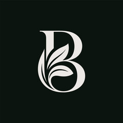Elegant letter B logo with floral ornaments vector design © AbidGfx