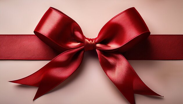 Red Ribbon Bow Decoration For Gift Wrapping And Festive Design - Powered by Adobe
