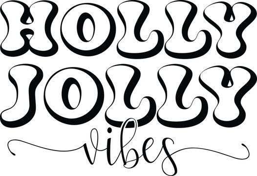 holly jolly vibes T-shirt ,Festive holly jolly vibes illustration with christmas elements
