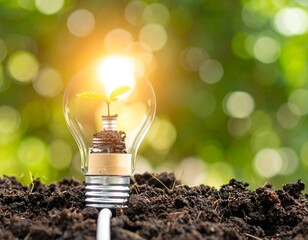 light bulb on green background