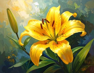 yellow lily on a yellow background