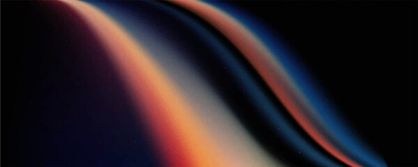 Naklejka premium Dark blue orange red grainy texture background abstract vibrant color wave shape black backdrop noisy wide banner header design