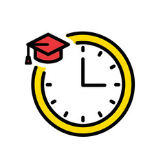 Time management for education and academic success concept icon, isolated on transparent background