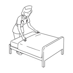 Professional Nurse Line Art – Nurse Vector Illustration with Clean Healthcare Design – Nurse Drawing – Line Art Drawing of Nurse – Nurse Icon