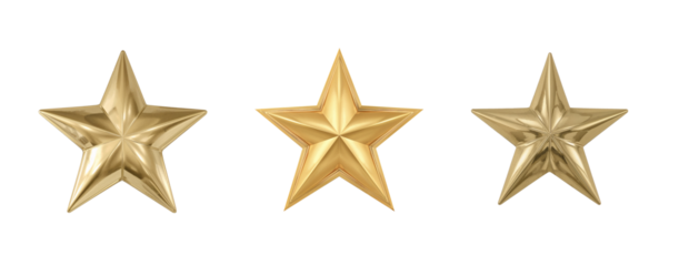3D Gold Five-Pointed Star with Beveled Edges Isolated on Transparent Background. Generative Ai