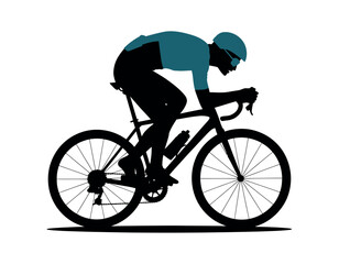 A silhouette of a cyclist in motion on a road bike, representing speed and athleticism.