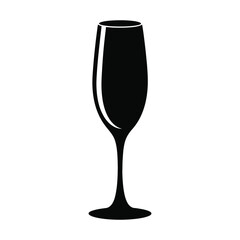 Elegant champagne flute glass silhouette on white background silhouette