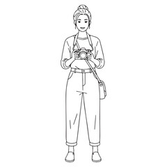 Refined Photographer Line Art – Photographer Vector Artwork Depicting Clean Contoured Silhouette – Photographer Drawing – Line Art Drawing of Photographer – Photographer Icon