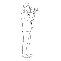 Intuitive Photographer Line Art &ndash; Photographer Vector Artwork with Defined Visual Precision &ndash; Photographer Drawing &ndash; Vector of Photographer &ndash; Photographer Sketch
