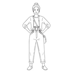 Visionary Photographer Line Art – Photographer Vector Drawing with Smooth Detailed Outline – Photographer Drawing – Vector of Photographer – Photographer Sketch